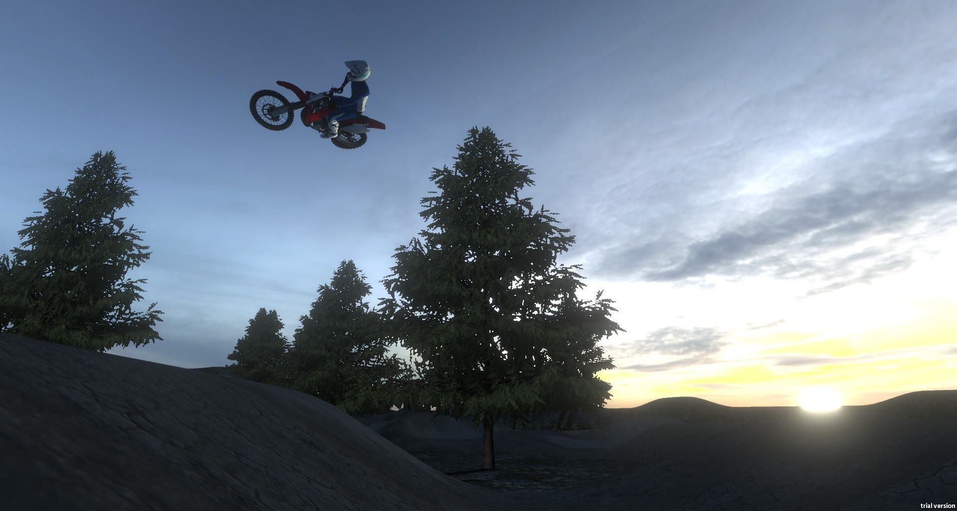 Motocross The Force screenshot: big air sunset